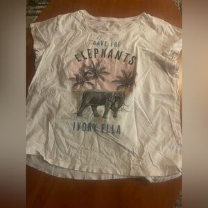 Ivory Ella White Tee with Elephant and Palm Design